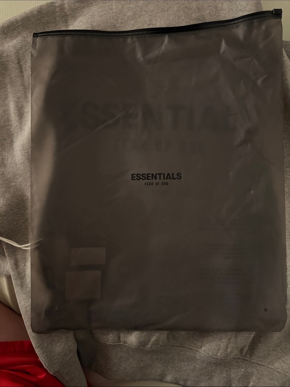 Essentials Grey Hoodie with Black Fear of God Logo - Picture 4 of 6